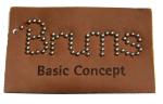 Brown stamped heat burned metal pin logo suede Leather Patches for jeans