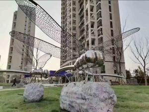 Wholesale Modern Art Outdoor Animal Statues Stainless Steel Dragonfly For Garden from china suppliers