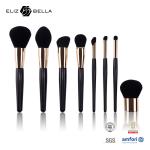 Classic Black Synthetic Hair Makeup Brush Kabuki Golden Aluminium Ferrule Eco