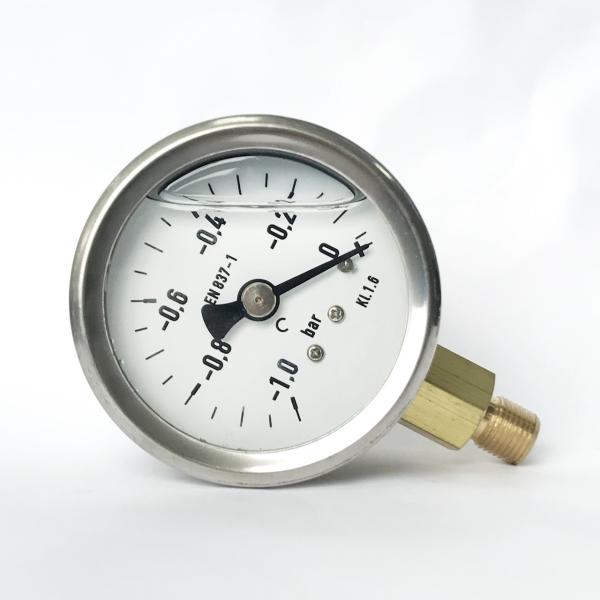 50mm -1 bar Radial Mounting Stainless Steel Case Oil filled Vacuum Pressure