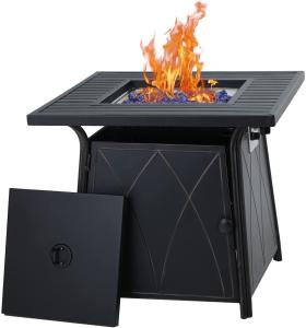 Wholesale 50,000 BTU Outdoor Propane Fire Pit Brazier Bench Gas Square With Blue Fire Glass from china suppliers