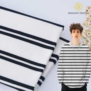 Wholesale Smooth Cotton French Terry Fabric Black And White Striped Cloth 225gsm from china suppliers