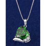 6.06 Carat TCW Heart Cut Gemstone Created Emerald 925 Sterling Silver Necklace