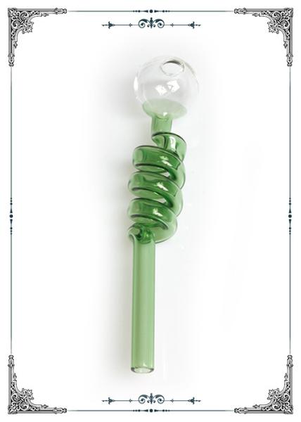 Mini Smoking Bong Green Helix Oil Burner Tube Clear Ball Head