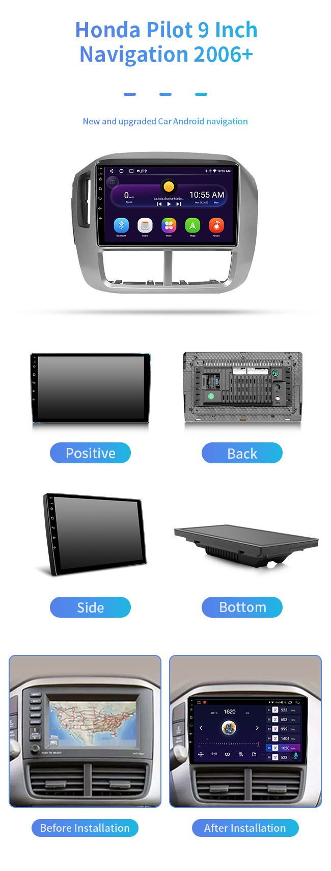 For Honda Pilot 2006+ Bluetooth Phone Bluetooth Music Bluetooth Car Navigation