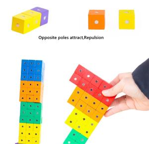 Wholesale Educational Square Cube Rainbow Magnetic Blocks 10pc 2X2X2cm Wooden from china suppliers