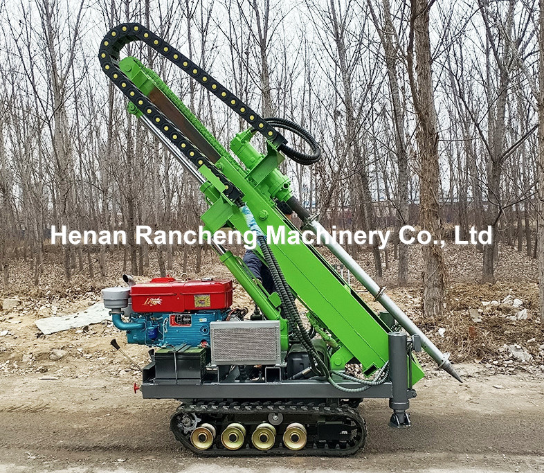 30m Small Borehole Drilling Machine / Mini Crawler Mounted Solar Pile Driver