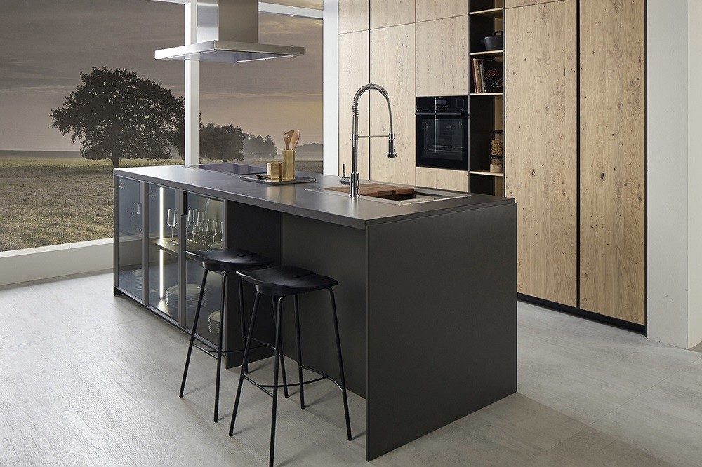 Large Solid Walnut Wood Color Modern Acrylic Kitchen Cabinets Cupboard