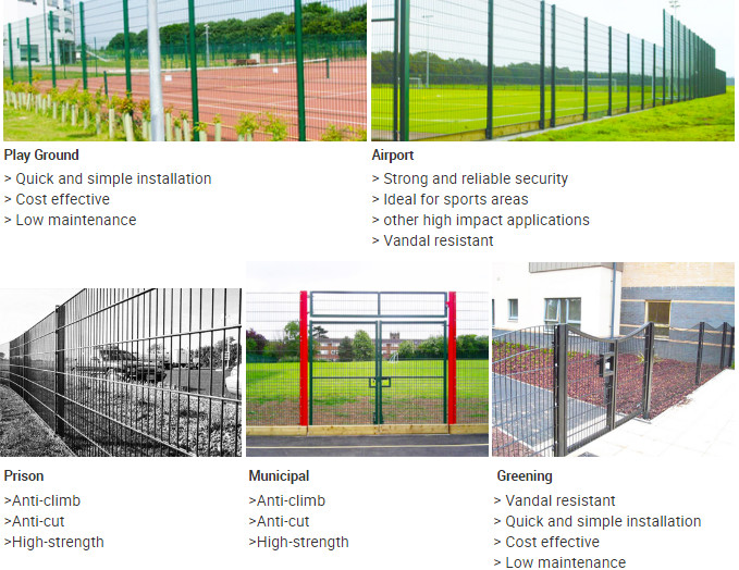 Iron 565/868 Double Wire Welded Fence PVC Coated Red Green
