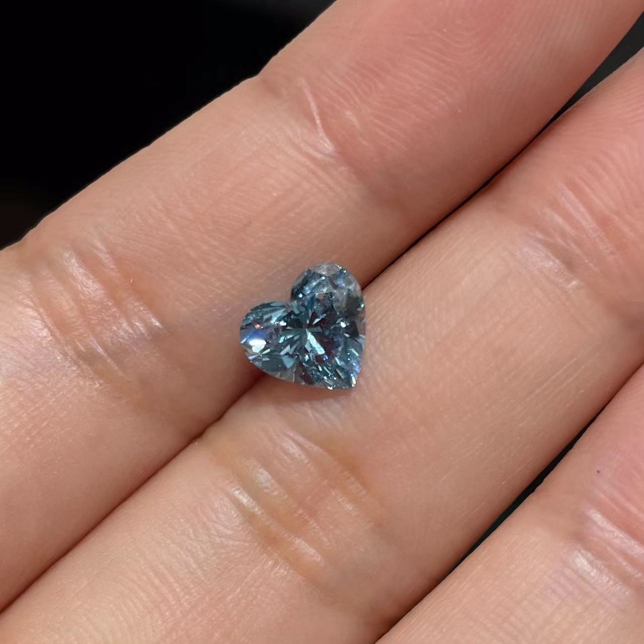 1.52ct Lab Grown Blue Diamond Heart Loose Diamond 10 Mohs