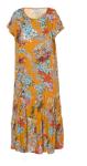 Summer Season Fashion Custom Womens Dresses Yellow Color Printed Pleated
