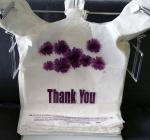 Purple Flower Thank You Plastic Shopping Bags - 500 pcs/case, white colour,LDPE