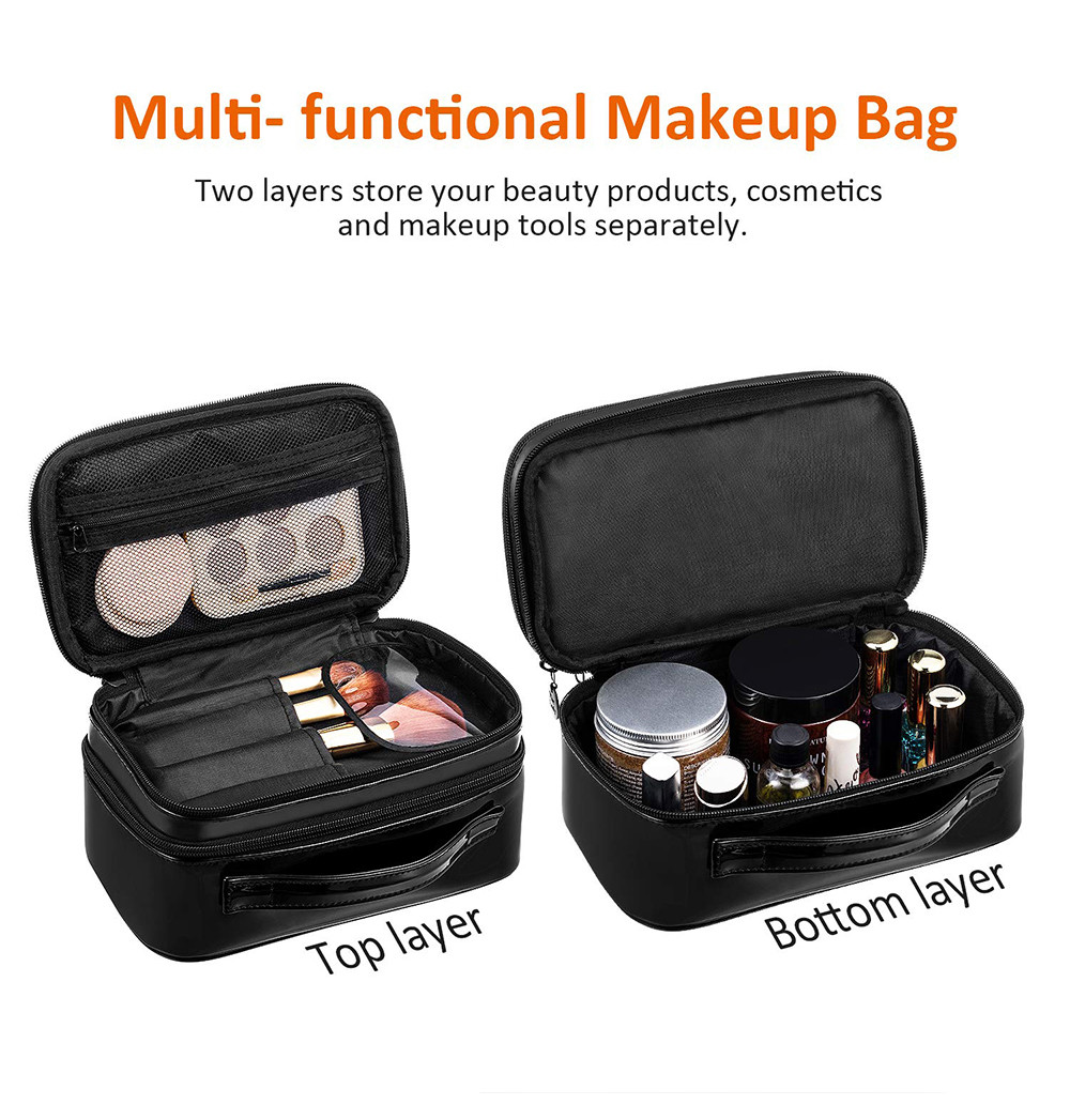 Multifunctional PU Makeup Travel Organizer With Brush Compartment