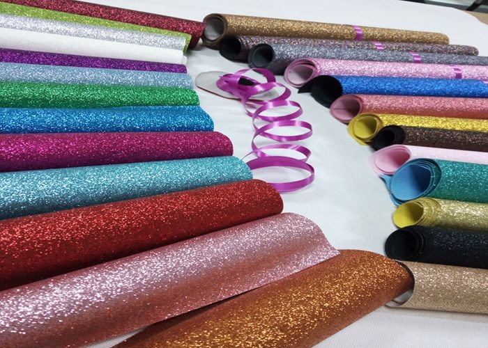 Elegant Custom Glitter Wall Fabric 80g Non Woven Backing With 1/128" Glitter