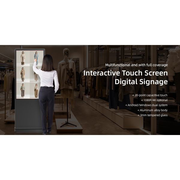 55" Floor Standing LCD Digital Signage With Infrared Touch Android 11 OS