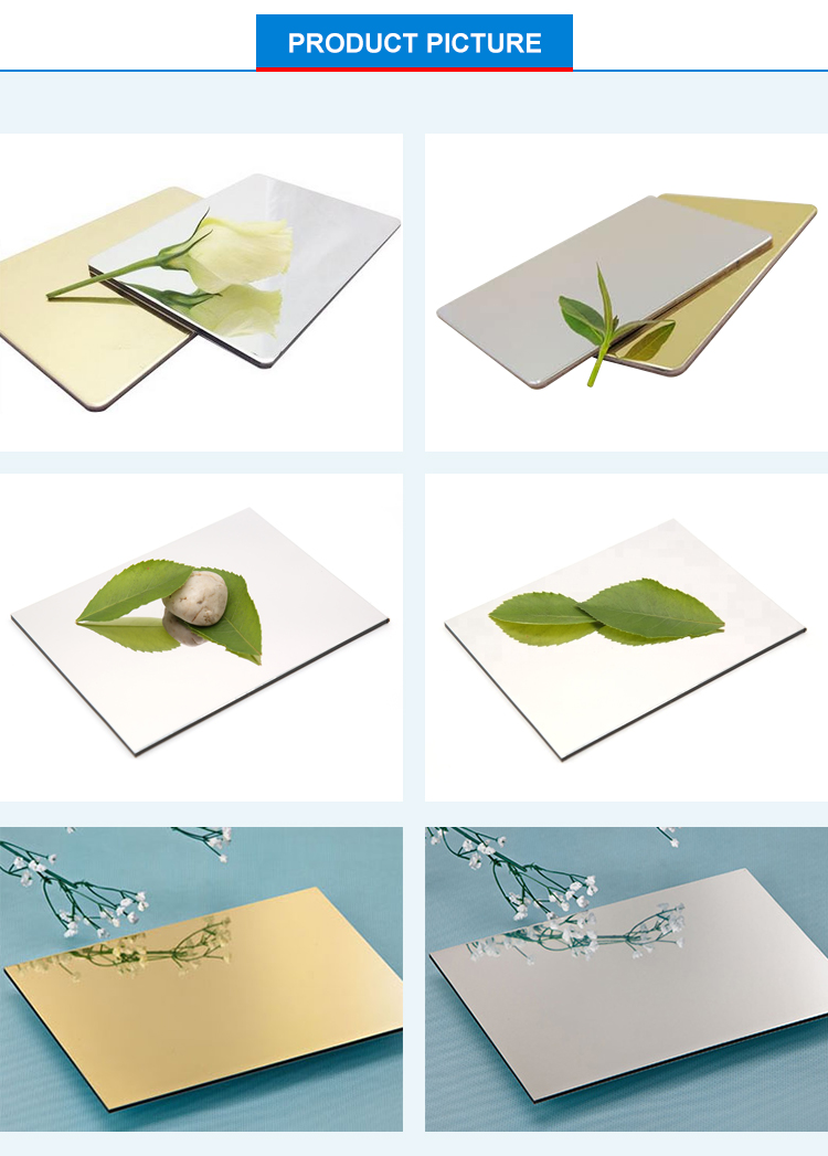 High Reflection Mirror Aluminum Composite Panel 4x8 Sheets Plate 1220mm PE
