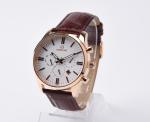 Business Gift Leather Strap Wrist Watches , IP Plating Mens Stainless Steel