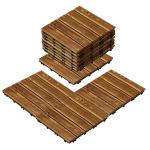 Acacia Hardwood Interlocking Deck Tiles Brown Patio Wooden Deck Flooring