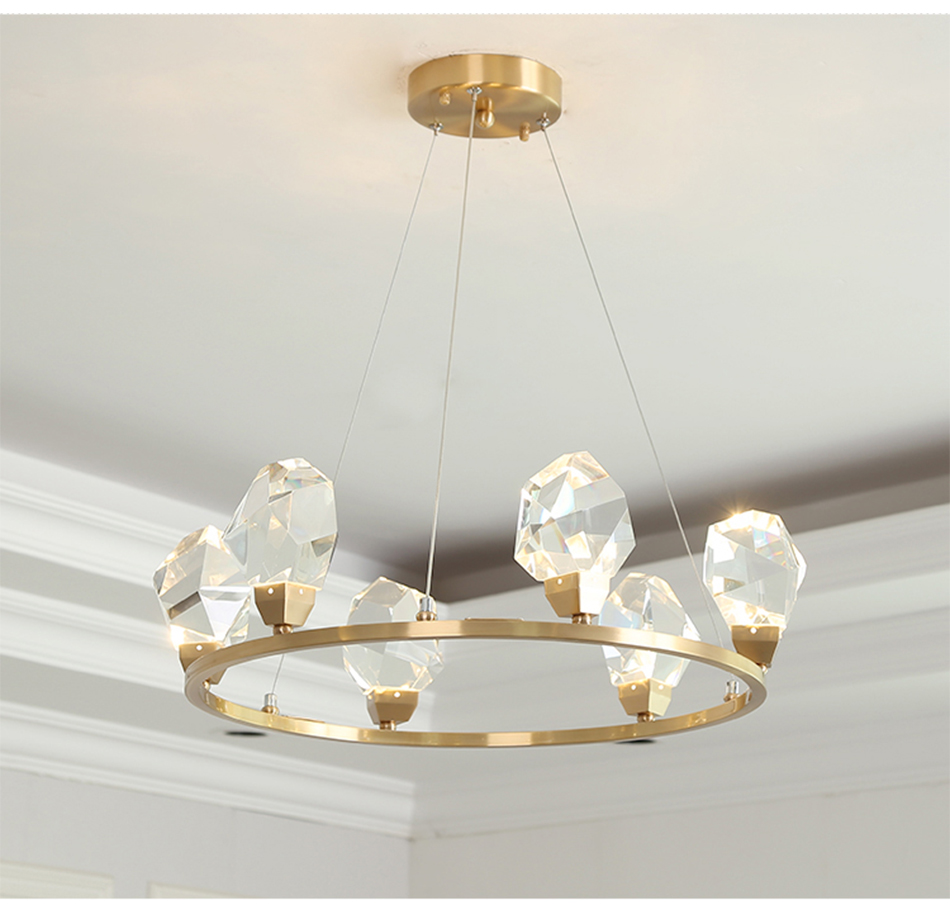 Modern Circle Rectangle Chandelier Lighting Living Dining Room Diamond Crystal Hanging Lamp(WH-CY-185)