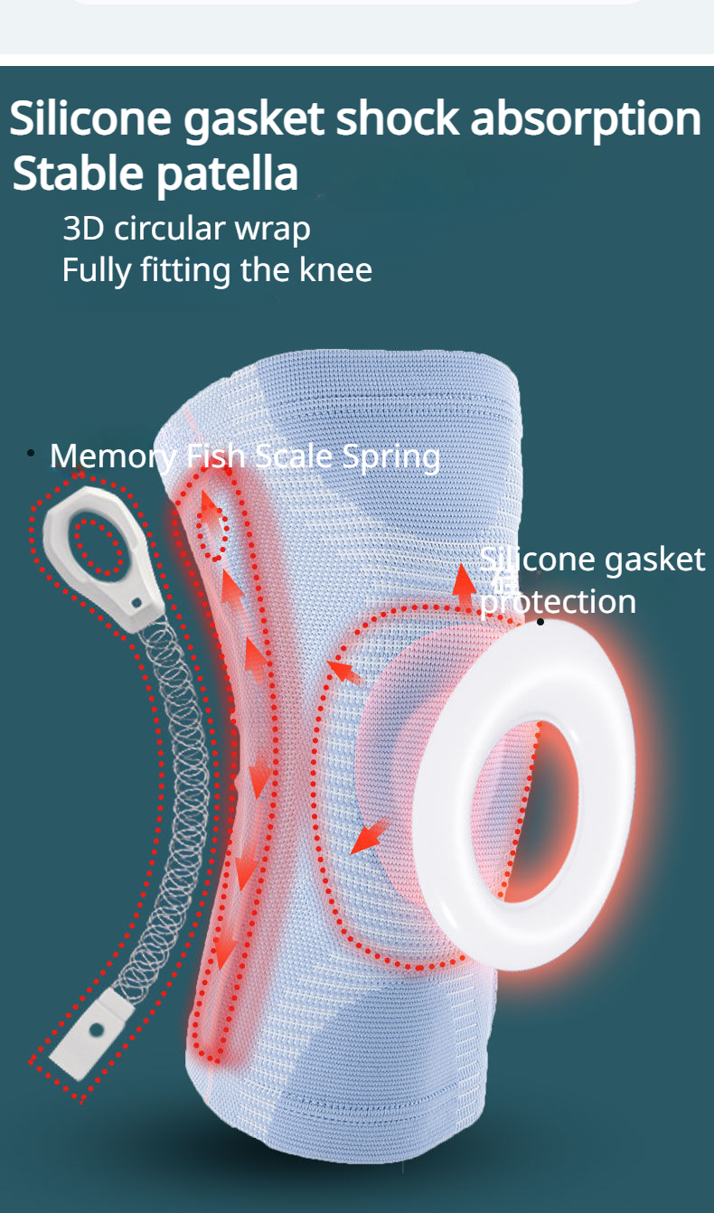 Sports Knee Guards Basketball Pressure Running Cycling Silicone Summer Thin Knitted Breathable Silicone Spring Knee Guar