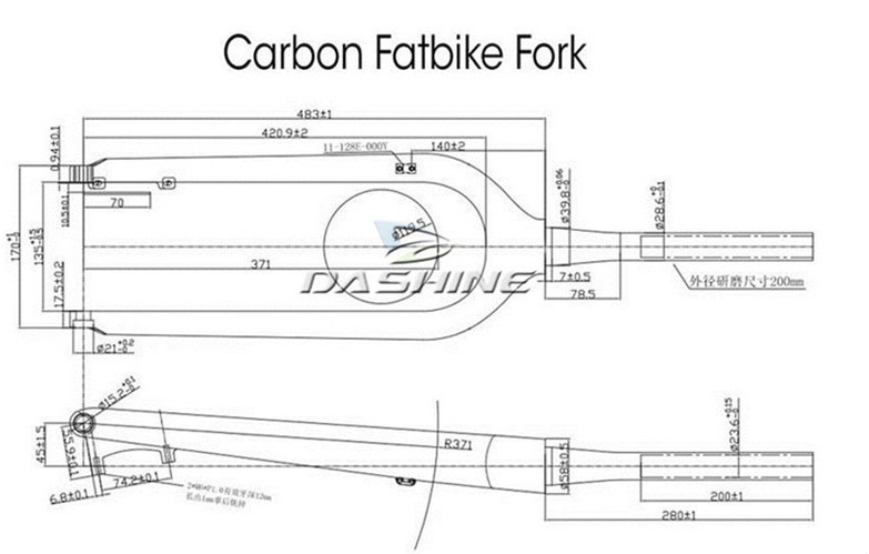 Lightweight Foldable 58cm Full Carbon Fat Bike Frame