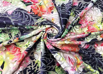 2 Tone Burnt Out Micro Velvet Fabric For Lady'S Dress Pink Rose 190GSM 94%