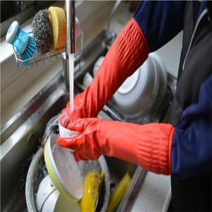 Wholesale Latex Rubber Dishwashing Gloves , Long Sleeve Cleaning Gloves Non Toxic from china suppliers
