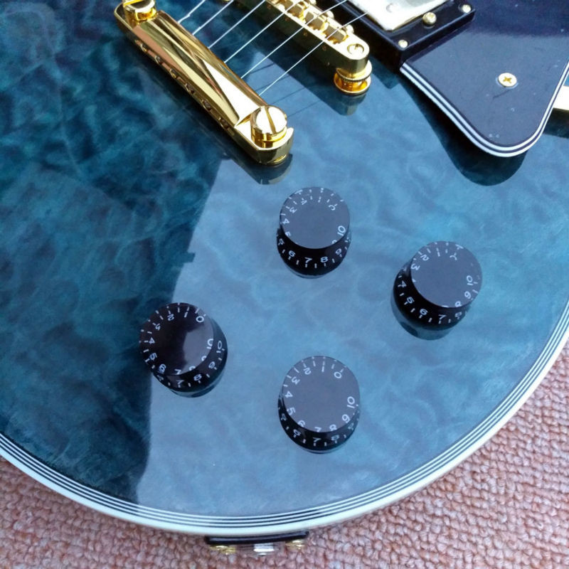 New style high quality custom LP Style electric guitar Gold Hardware in Blue Quilte Maple Electric Guitar Free Shipping