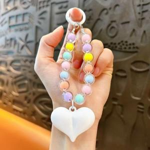 Wholesale Flower Beaded Phone Chain Strap Anti Slip Mobile Phone Charm Strap from china suppliers