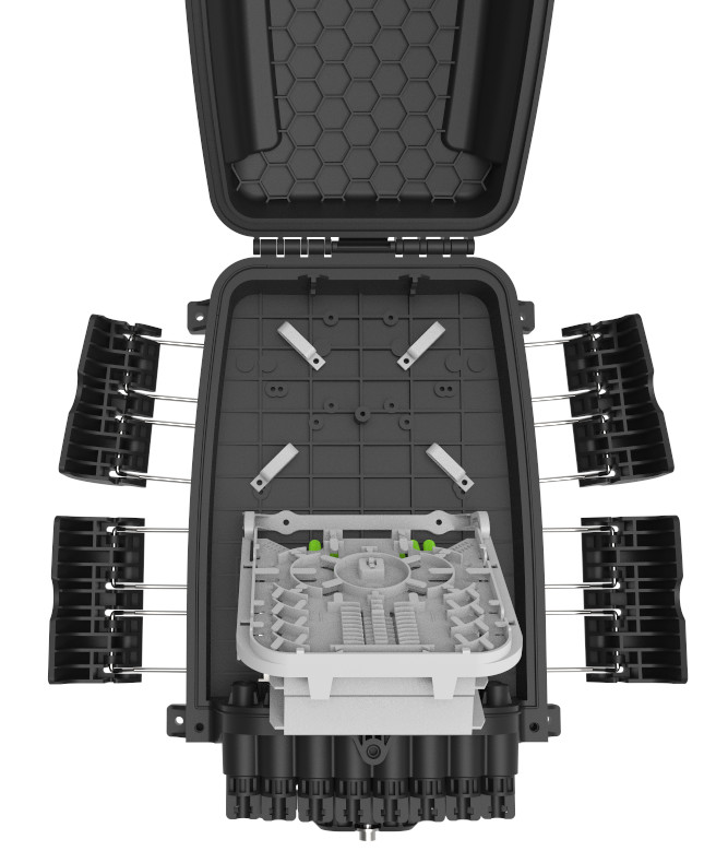 Pre-connectorized Optical Fiber Distribution Box GFS-16Q-2 IP68 16F 378*255*116mm 16 pre-connected adapter aerial-mount