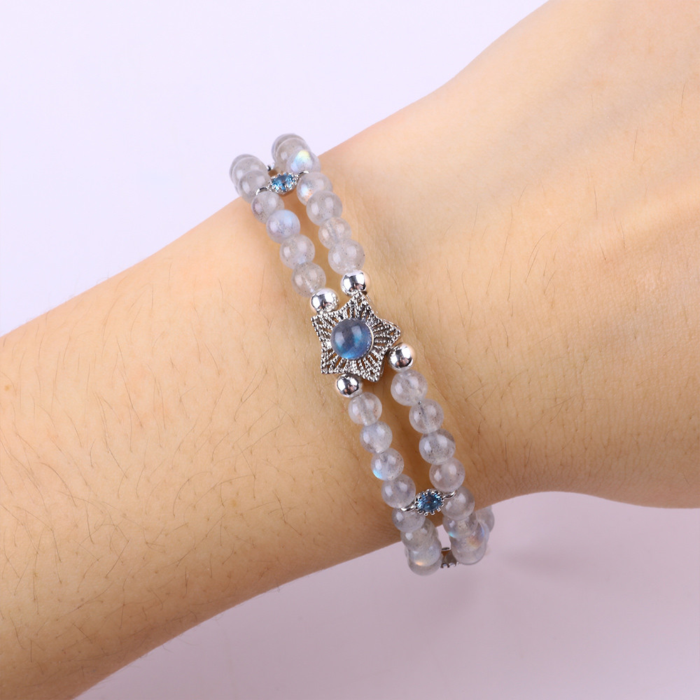 Handmade Moonstone Beaded Bracelet Natural Moonstone Bracelet Adjustable Charms Bracelet For Party Daily Wearing