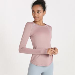 Wholesale Pink Slim Fit Sports Long Sleeve T Shirt Women'S Breathable Fitness Top from china suppliers
