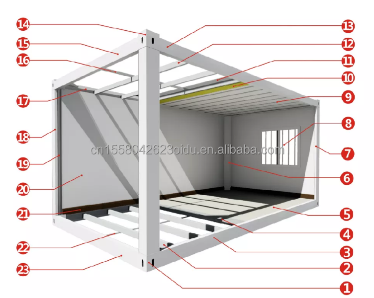 Flat Packaging Container Prefabricated Metal and Wooden Garden Office with Galvanized Steel Square Tubes