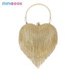 Customize Luxury Handbags Minibook Fashion Heart shaped Diamond Clutch for