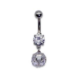 Wholesale OEM Shiny Zircons Belly Button Piercings Jewelry Curved Silver Belly Bars from china suppliers