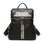 Boutique fashion leather handbag shoulder bag black backpack female