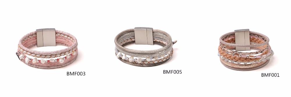 jewellery spring and summer new collection leather magnetic bracelet, fashion jewelry layers pu leather magnetic turquoi