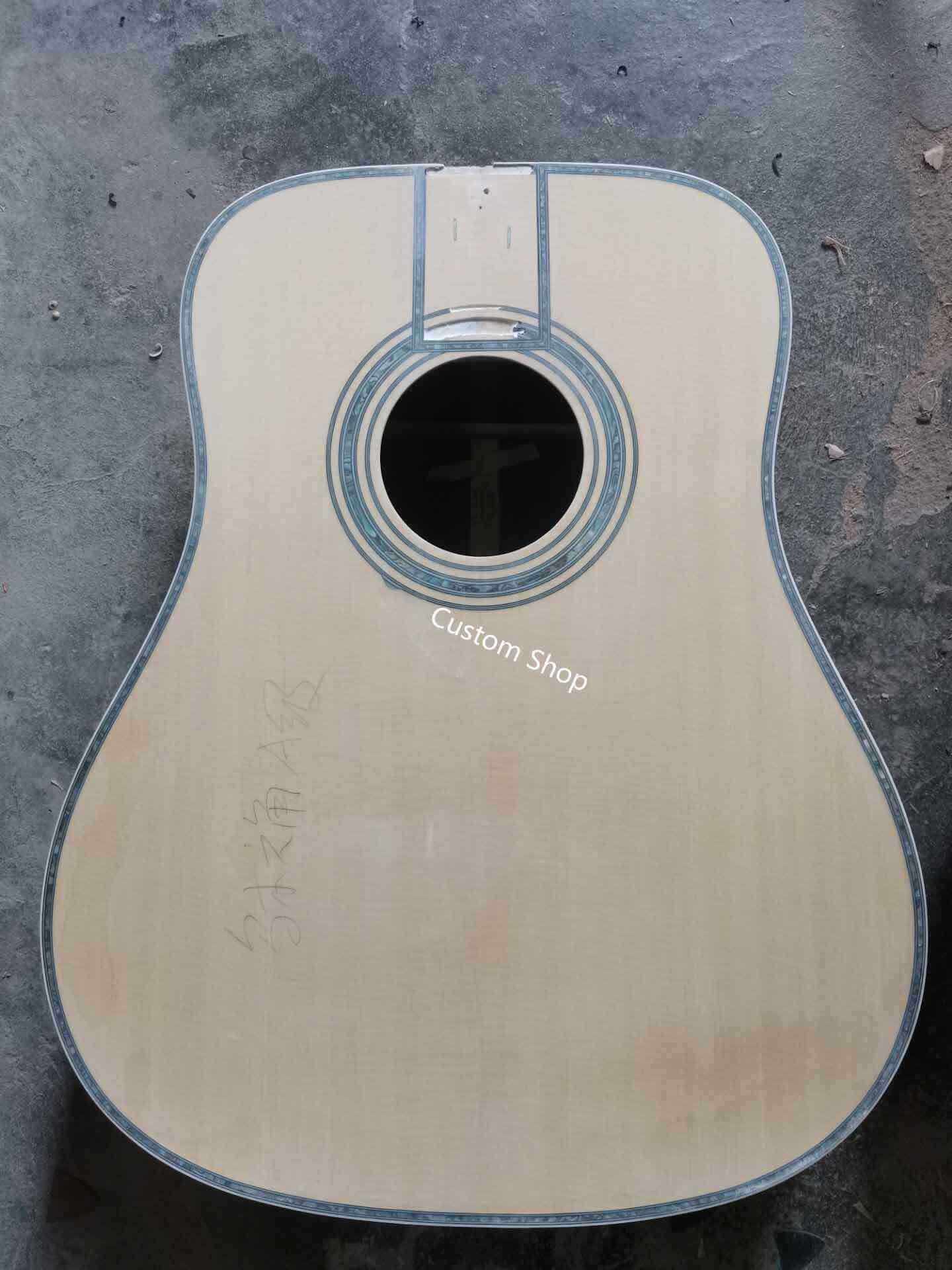 Custom AAAA All Solid Wood Round D Type Body Vintage Acoustic Dreadnought Guitar in Yellow