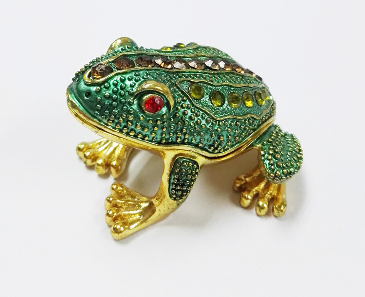 New design reinstone enamel Jiraffe frog pewter jewelry box metal pewter frog pewter jewelry box