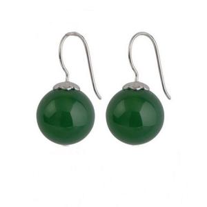 Wholesale 925 Sterling Silver Green Onyx Bead Dangle Earrings(011634GREEN) from china suppliers