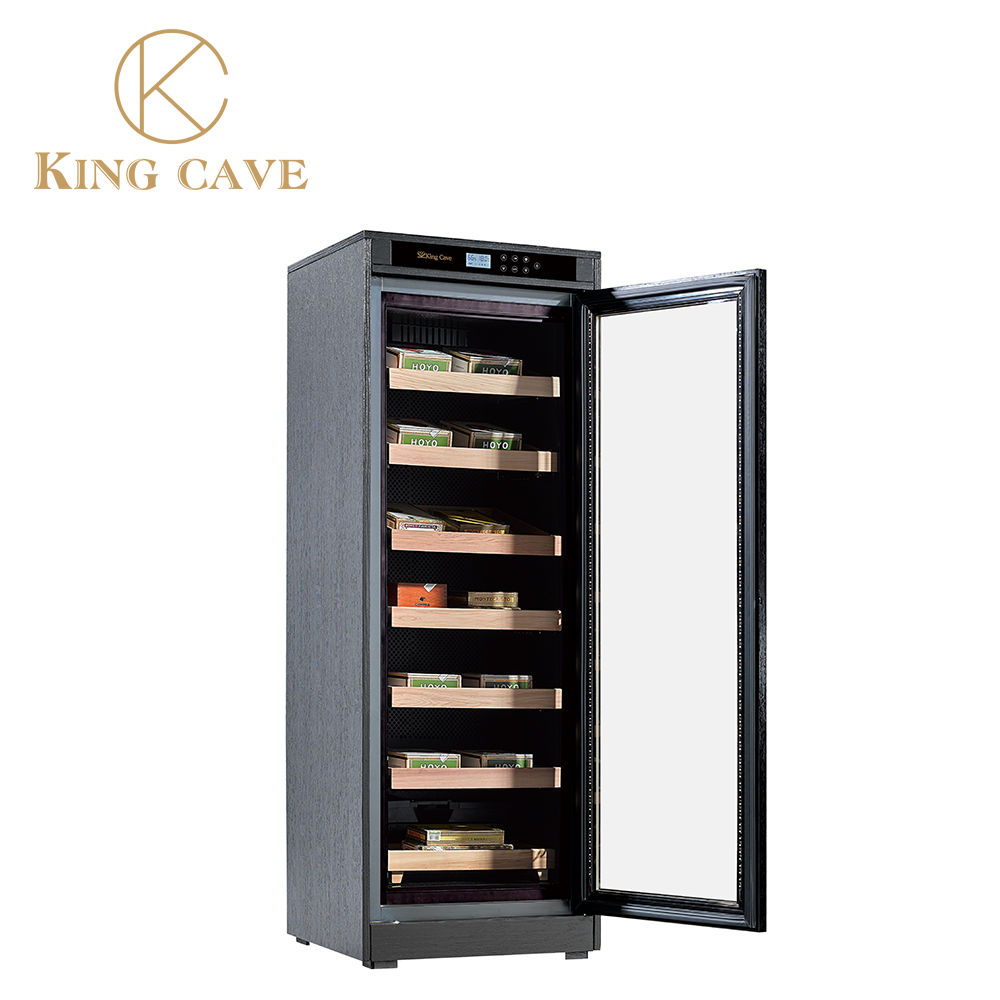 Spanish Cedar Wood Shelves Cigar Display Cabinet With Humidifier