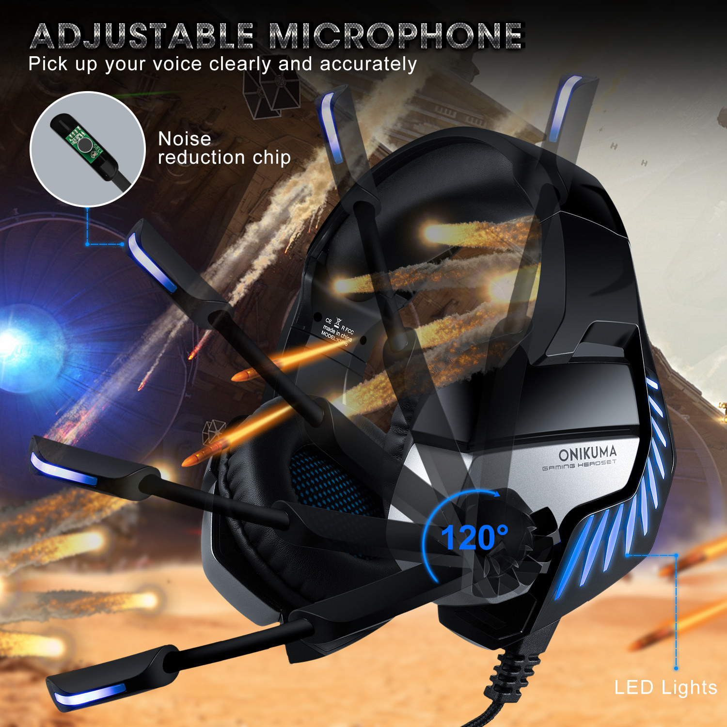 computer 50mm DC5V 2.2m Onikuma K5 Pro Gaming Headset