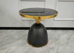 Rock Slab Inlaid Black Powder Coated Metal Frame Coffee Table Modern