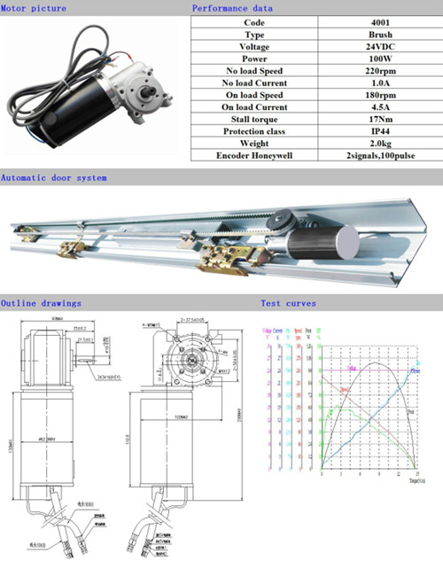 Round And Black DC Power Sliding Door Motor Light Weight And Low Noise