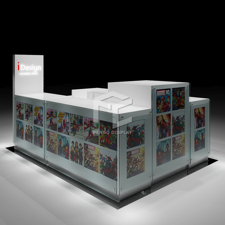 Wooden Plywood T Shirt Kiosk 3D Printing Clothing Mall Kiosk