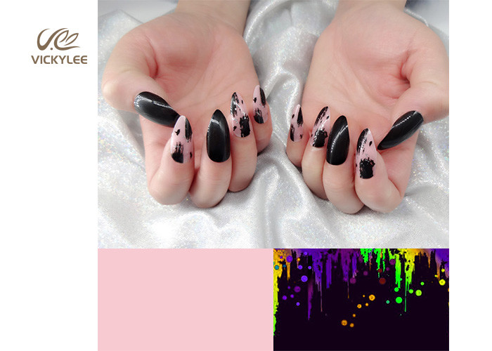 Marbling DIY Fake Nails With Glitter