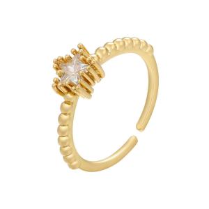 Wholesale Plated 24K Gold Jewelry Star Gemstone Zircon Adjustable Engagement Rings from china suppliers
