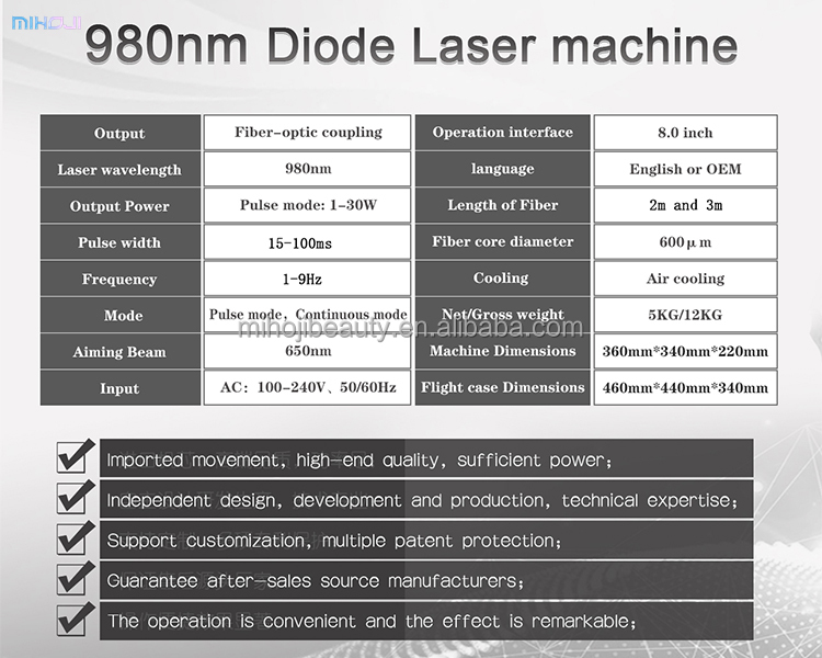 980nm Laser Liposuction Machine Portable Diode Laser for Vascular Removal