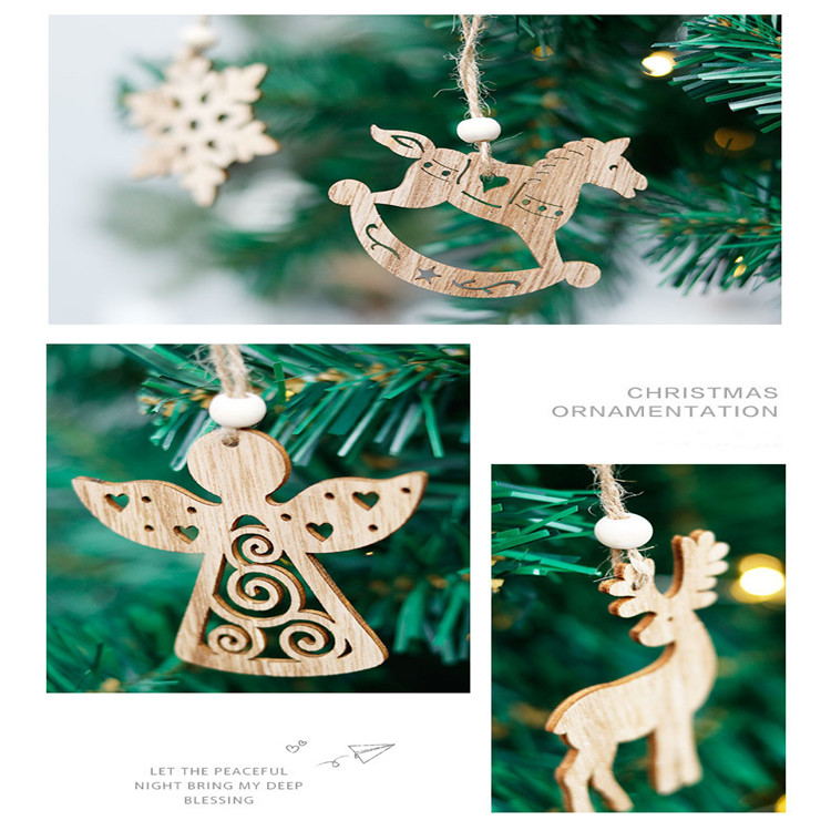 Hot Selling Wooden Christmas Ornaments DIY Wood Small Hanging Pendant For Christmas Decoration