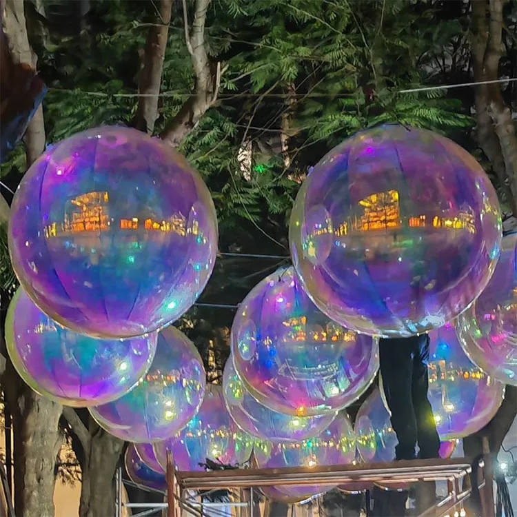 Home Decoration 100CM Laser Silver PVC Ball Hanging Material Clear Christmas Disco Mirror Balls